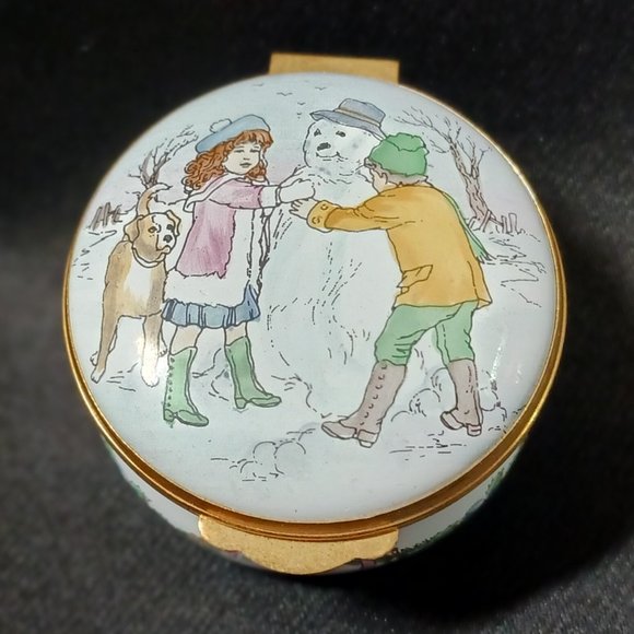 Crummles Enamel Trinket Box Harrods Christmas Snowman - Picture 1 of 5